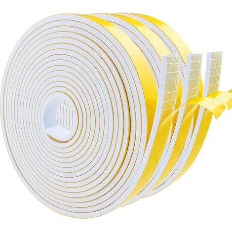 Rolls of Insulation Seal, Adhesive Rubber Foam 12mm x 3mm x 4m, Air, Noise, and Cold Sealing, for Doors and Windows (1/5)