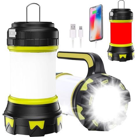 Lanterne portative rechargeable 1000 lumens – Batterie 4000mAh – Étanche IPX4 – 6 modes d'éclairage – Recharge USB (1/5)
