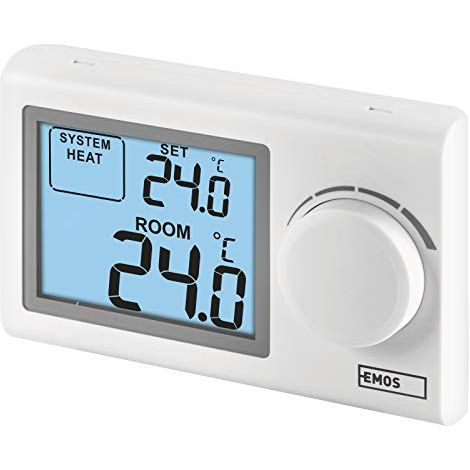 EMOS Termostato ambiente digitale, a parete portatile per sistemi di riscaldamento e raffreddamento, regolatore della temperatura per il controllo meccanico, cablato (1/4)