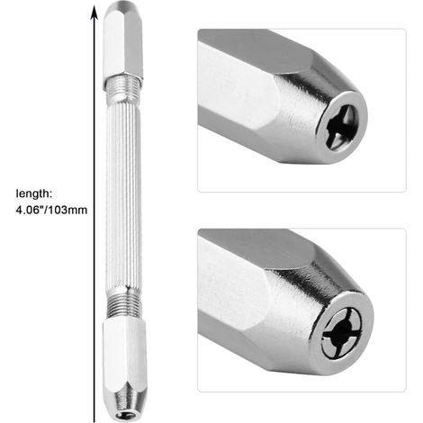 Perceuse à Main, 0-3mm Mini Micro Manuel Gimlet Double End Pin Vice Drill, Gimlet à Mandrin à Torsion Manuelle pour Le Perçage du Bois, du Tilleul, de la Corne d'Os (1/5)