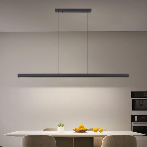 120cm Lampe Pendante De Cuisine Moderne, Suspension Linéaire Moderne Pour Salle à Manger Avec Télécommande (Sans Piles) Lampe Suspendue Ajustable De 10% à 100% Pour Restaurant Bureau (1/5)