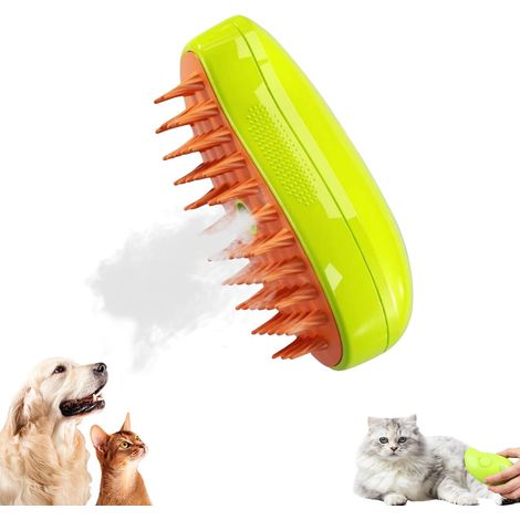 Brosse Chien Chat à Vapeur, 3 En 1 Peigne De Massage En Spray Pour Chats, Brosse à Chat Rechargeable, Avec Réservoir D'eau, Brosse Pour Chats à Poils Courts Et Longs, Idéal Pour Massage,Soin (Vert) (1/5)