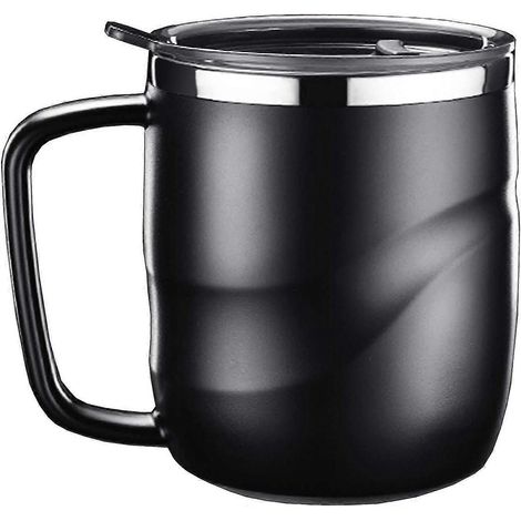 400 ml Edelstahl-Kaffeebecher mit Deckel und Henkel, vakuumisoliert, kreatives Geschenk fürs Büro, Teebecher (1/5)