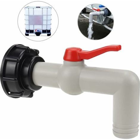 Válvula de salida IBC de 1 pulgada, válvula de bola de alta resistencia, adaptador DN40/50 para tanque de agua de lluvia, moldeado de PE. (1/5)