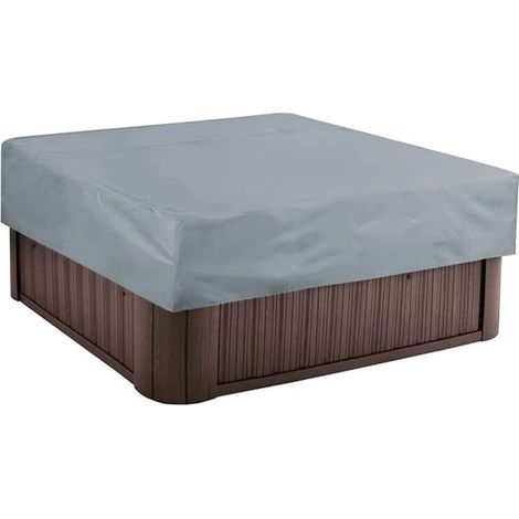 Quadratische Schutzhülle für Whirlpools, wasserdicht, staubdicht, 210D Polyester, sonnenbeständig, ganzjährig einsetzbar, für Gartenbadewannen, 220 x 220 x 30 cm, Grau
