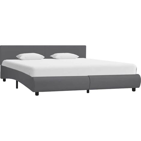 Cadre De Lit Moderne: King Size - Lit Double - avec LED Gris Similicuir 180 x 200 cm Chic-139521 (1/5)