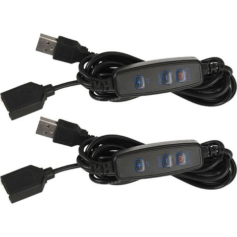 Lot de 2 variateurs d'intensité pour Bande Lumineuse USB,2 m, contrôleur de variateur à 10 Positions, rallonges USB DC 5 V (1/5)