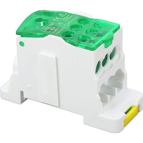 Bornier, UKK-160A 690V Boîte De Jonction, Bornier Rail Din, Boîte De Distribution De Terminal C45 Unipolaire Type Rail, pour Armoires De Distributio armoires Haute Tension (Vert) (1/5)