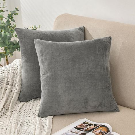 Lot de 2 Velours Housses de Coussins, Velours Doux Canapé Taie d'oreiller, Housse Coussin Super Lisse Doux Confortable, Lavable, pour Bureau, Chaise, Maison, Salon, Chambre-40x40 cm(Gris) (1/5)