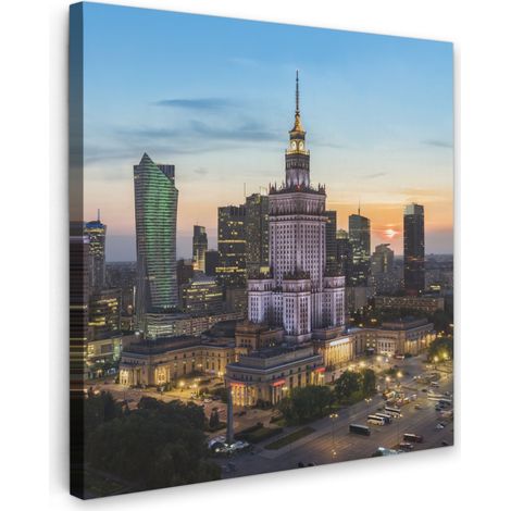 TABLEAU SUR TOILE Pologne - Sun - Varsovie Tableau Chambre Adulte 90x90 cm