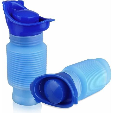 Lot de 2 urinoirs portables d'urgence rétractables pour adultes (homme et femme), bouteille d'urine pour voiture, voyage, urinoir de voyage d'urgence, petite toilette urinaire pour le camping et la ra (1/5)