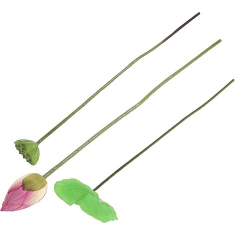 Lotus Décoratif Artificiel en Plastique Réaliste pour Décoration de Bassin et Aquarium, Fleur de Lotus Simulée pour Jardin et Vase, 1 Set (1/5)