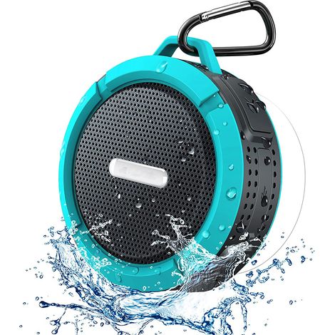 Enceinte Bluetooth étanche, enceinte de douche avec son stéréo puissant, petite enceinte portable avec clip et ventouse pour la salle de bain, la plage, le kayak, le vélo, les enfants (1/5)