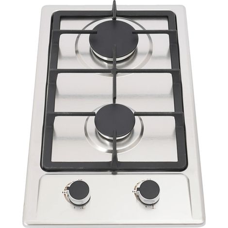 Cuisinière à gaz, double brûleurs, allumage par impulsion, Argent (1/2)