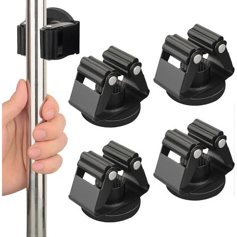 Lot de 4 supports magnétiques pour balai et serpillière, support magnétique robuste pour outils de nettoyage, support mural pour balai et serpillière (1/4)