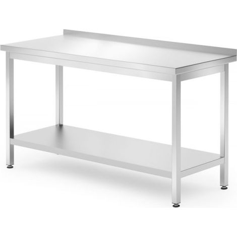 Table murale avec étagère - boulonnée, profondeur 700 mm - Ref 812747 - 70x140xH89 cm - Hendi
