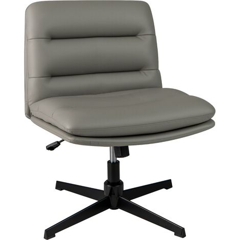 Sedia per ufficio con sedile e schienale confortevoli, Poltrona in pelle sintetica senza braccioli con base ad incrocio Grigio