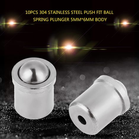 Lot de 10 pistons à bille à emboîtement en acier inoxydable 304, corps de 5 mm x 6 mm (1/5)