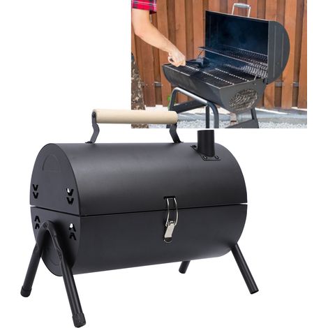 Barbecue à charbon portable Double-sided avec grilles et plateau réversible, design ventilation amélioré pour cuisson uniforme, barbecue de table portable, barbecue grill (1/4)