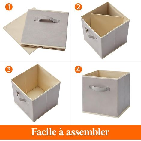 Lot de Cubes de Rangement Pliables, Panier en Tissu, Caisse, Boites Rangement avec Poignées, Organisateur pour Vetements, Jouets, 26,5 x 26,5 x 28 cm, 18 L, Gris Clair (1/4)