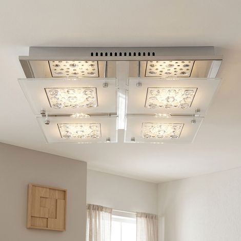 Plafonnier LED en verre cristal pour salon, salle à manger, éclairage chromé, spot (1/5)