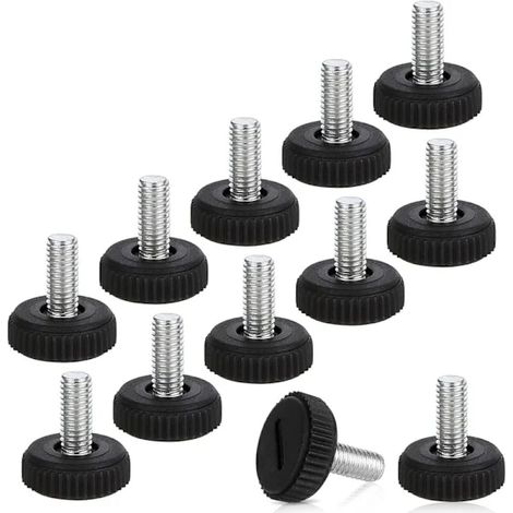 Lot de 12 pieds de meubles réglables - M6 x 20 mm - Noir - Pieds de nivellement pour meubles, pieds, chaises, tables (1/4)