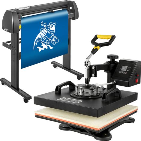 Mophorn Prensa de calor 5 en 1 1800 W 38 x 38 cm Máquina de corte de vinilo Máquina de impresión en caliente rotativa de 870 mm, adecuada para camisetas, tazas, platos, gorras, diseño de rotación
