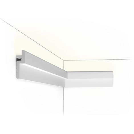 Eckleiste Orac Decor C395 MODERN STEPS Eckleiste für Indirekte Beleuchtung Zierleiste Stuckleiste modernes Design weiß 2 m (1/5)