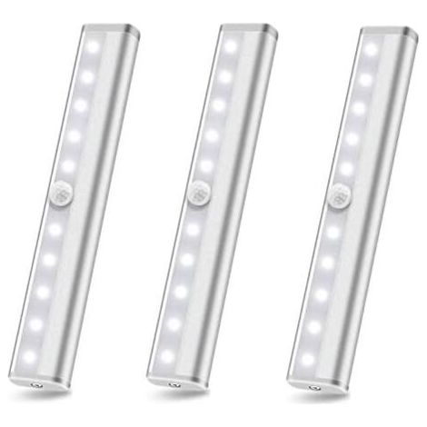 Pack LED Motion Sensor Closet Lights, Battery Operated Stick-On Anywhere Wireless Under Cabinet Lighting, 10 LED Cordless