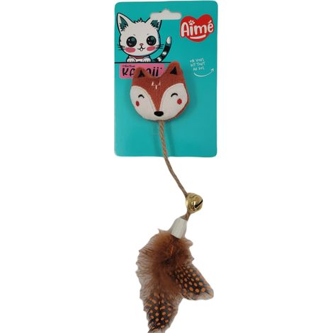 Jouet Corde pour Chat en Forme de Renard - Jeu Chat Appartement - Coloré, Craquant et Amusant - avec Rembourrage Catnip - Visage Attendrissant, Plumes et Grelots Attrayants (1/3)
