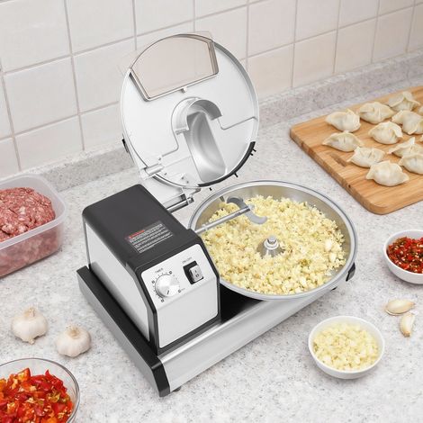 Robot ménager professionnel, hachoir à légumes et à viande de 5 litres, hachoir électrique robuste, bol amovible en acier inoxydable, minuterie de 1 à 15 minutes, 250 W, usage domestique (1/5)