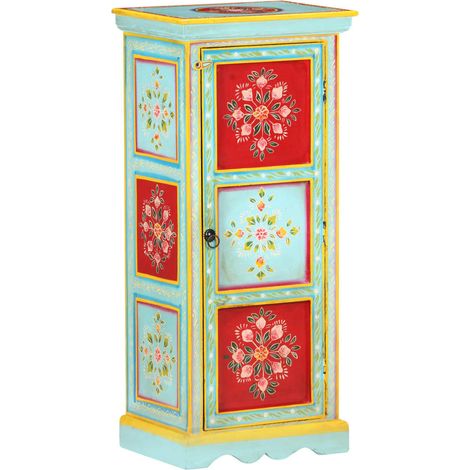 Highboard Handbemalt 40x30x90 cm Mango Massivholz