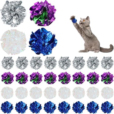 40 Pièces Jouets Boule Froissées Interactif pour Chats, 6 cm Jouet Crinkle Balls, Balles Colorees en Papier pour Chaton Jouer, pour Les Chatons et Les Chats Adultes, Couleur aléatoire (1/5)
