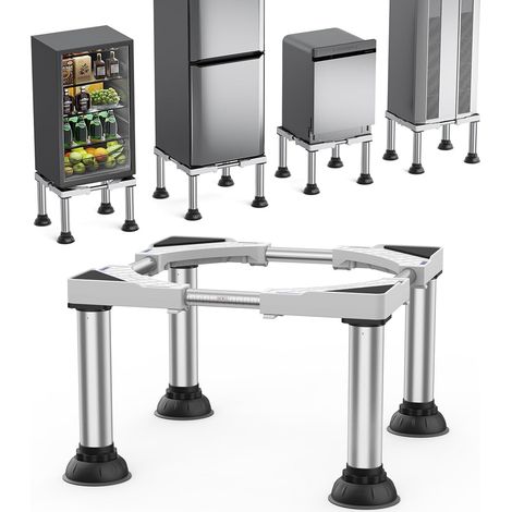 Support de base pour réfrigérateur, hauteur 30-33 cm, 4 pieds stables à ventouses, base réglable, compatible lave-vaisselle, congélateur, buffet, blanc (1/5)