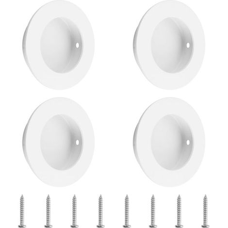 4 Pack 50mm Round Flush Mount Stainless Steel Handle with Screws for Glass Door Cabinet Drawer (1/5)