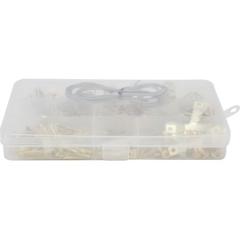 Kit de 240 crochets de suspension dorés sans soudure avec boîte de rangement pour photos, horloges, miroirs, tableaux et œuvres d'art. (1/5)
