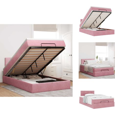 Cadre de lit ottoman avec matelas rose 120x200 cm velours - Cadre De Lit Ottoman - Cadres De Lit Ottoman - Cadre De Lit - Cadre De Lit Avec Rangement (1/5)