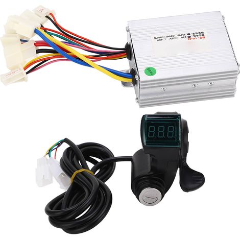 Kit de conversion pour vélo électrique 24V 350W, comprenant une poignée d'accélérateur au pouce, un contrôleur de moteur à balais et un interrupteur de phare. (1/5)