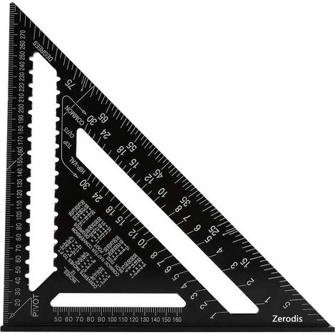 Équerre Triangle Règle d'Angle Rapporteur Outil de Mesure en Alliage d'Aluminium de Haute Précision 12 Pouces, Noir (1/5)