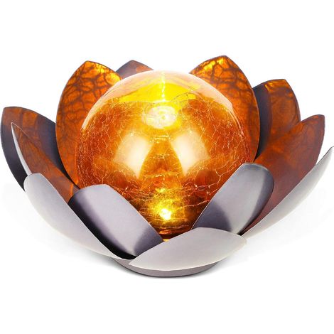 Lampes solaires pour la décoration de jardin extérieur, globe en verre de lotus concassé - AquaForge (1/4)