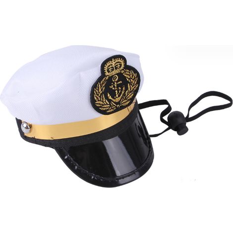 Chapeau de capitaine pour animal de compagnie, chapeau de marin blanc pour chien, chat ou chiot, costume de marin pour Halloween ou cosplay.