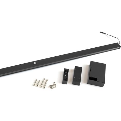 Emuca Barra Appendiabiti per armadi con luce LED Castor, batteria estraibile e sensore di movimento, L708 mm, Tecnoplastica e alluminio, Nero testurizzato