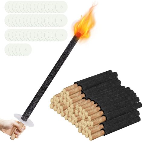 Lot de 50 torches de jardin pour extérieur - Temps de combustion 45 min - Avec protection des mains avec poignée extra longue pour enfants - Torches de nuit (1/5)