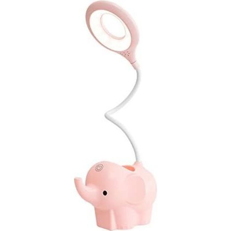 YMYNY Lampe de Bureau, Lampe de Table Led Dimmable lampe d’enfant Dimmable 3 Niveaux de Luminosité Protection des Yeux Contrôle Tactile Sans Fil USB Recharge, Porte Stylo et Support de Téléphone (Rose