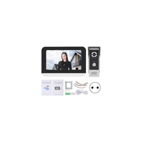 Sonnette vidéo 7 pouces TFT-LCD Interphone filaire Wifi avec vision nocturne Moniteur déverrouillage à distance Résolution 800x480 - 100-240VEU