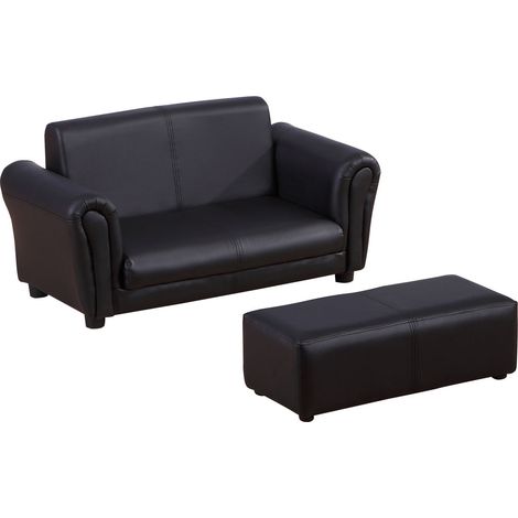 Fauteuil enfant avec repose-pieds noir 83x42x41 cm