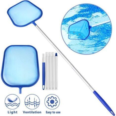 Epuisette deSurface, Écumoire à Feuilles avec 1.2M Poignée Flexible Kimmer pour Piscine- Filet à Mailles Fines- pour à La Piscine,Aux Bassins,à La Fontaine,Au Réservoir à Poissons (1/4)