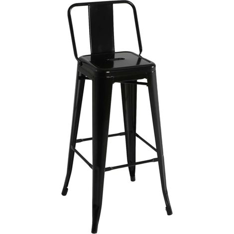 Taburete de metal con respaldo acabado negro, 100 cm(alto)43 cm(ancho)43 cm(largo) (1/2)