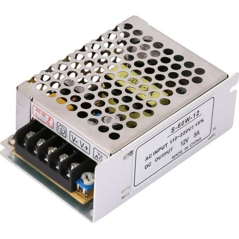 5A 60W Alimentation à Découpage en Bande Transformateur Commutation Alimentation pour CCTV,Radio,Projet Informatique 110V - 220V AC à 12V DC (1/4)