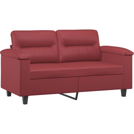Canapé  Sofa à 2 places Rouge bordeaux 120 cm Similicuir